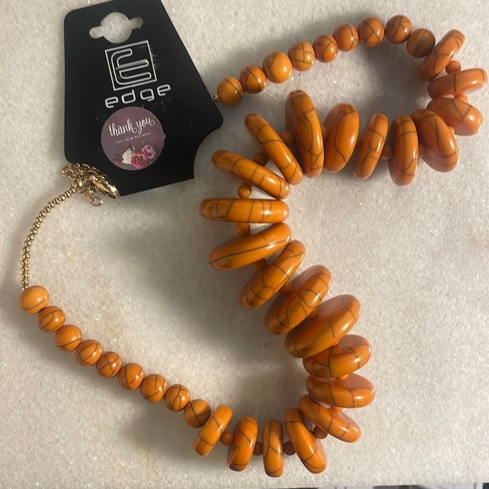 Edge necklace chunky orange basketball disc jewelry lobster clasp necklace OS - Picture 8 of 8